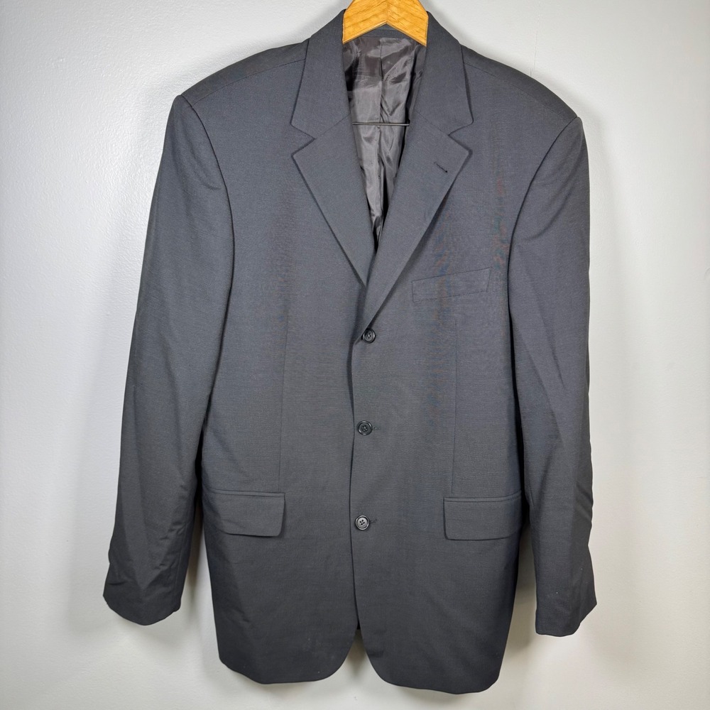 Hugo Boss Angelico Parma Mens 44L Charcoal Grey Virgin Wool 3-Button Blazer Suit
